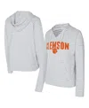 Concepts Sport Men's White/gray Clemson Tigers French Terry Striped V-neck Pullover Hoodie In Multi