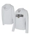 Concepts Sport Men's White/gray Colorado Buffaloes French Terry Striped V-neck Pullover Hoodie In White
