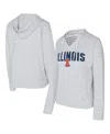 Concepts Sport Men's White/gray Illinois Fighting Illini French Terry Striped V-neck Pullover Hoodie In Gray