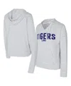 Concepts Sport Men's White/gray Lsu Tigers French Terry Striped V-neck Pullover Hoodie In Multi