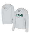 Concepts Sport Men's White/gray Miami Hurricanes French Terry Striped V-neck Pullover Hoodie In White