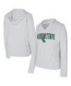 Concepts Sport Men's White/gray Michigan State Spartans French Terry Striped V-neck Pullover Hoodie In Multi
