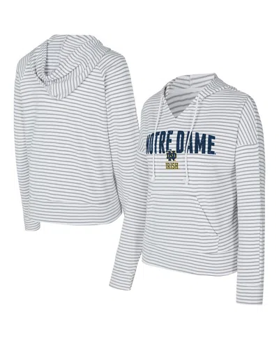Concepts Sport Men's White/gray Notre Dame Fighting Irish French Terry Striped V-neck Pullover Hoodie In Blue