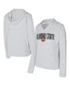 Concepts Sport Men's White/gray Oklahoma State Cowboys French Terry Striped V-neck Pullover Hoodie In Multi