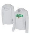 Concepts Sport Men's White/gray Oregon Ducks French Terry Striped V-neck Pullover Hoodie In Multi