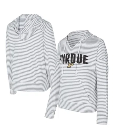 Concepts Sport Men's White/gray Purdue Boilermakers French Terry Striped V-neck Pullover Hoodie