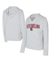 Concepts Sport Men's White/gray South Carolina Gamecocks French Terry Striped V-neck Pullover Hoodie In Gray