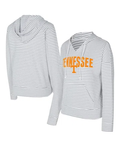Concepts Sport Men's White/gray Tennessee Volunteers French Terry Striped V-neck Pullover Hoodie