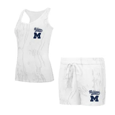 Concepts Sport Michigan Wolverines Quartz Tank Top & Shorts Set In Cream