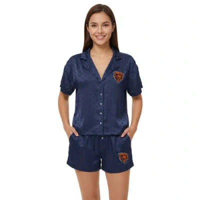 Concepts Sport Navy Chicago Bears Wink Dot Satin Jacquard Sleep Set