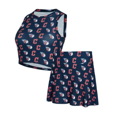 Concepts Sport Navy Cleveland Guardians Knit Tank Top & Skort Set