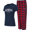 Concepts Sport Navy/red New England Patriots Avondale T-shirt & Pants Flannel Pj Set In Blue