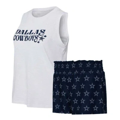 Concepts Sport Navy/white Dallas Cowboys Gauge Tank & Shorts Sleep Set In Blue