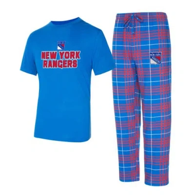 Concepts Sport Men's New York Rangers Vector T-shirt Pants Sleep Set In Blue,red