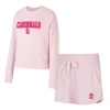 Concepts Sport Women's Pink South Carolina Gamecocks Elevation Tri-blend Long Sleeve Top And Short, Set Of 2 In Pink