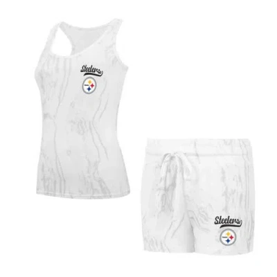 Concepts Sport Pittsburgh Steelers Quartz Hacci Knit Tank Top & Shorts Sleep Set In White