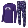 Concepts Sport Purple Baltimore Ravens Chestnut Long Sleeve Top & Pants Set In Purple