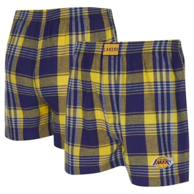 Concepts Sport Purple Los Angeles Lakers Region Flannel Boxer Short In Multi