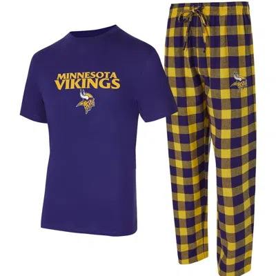 Concepts Sport Purple/gold Minnesota Vikings Avondale T-shirt & Flannel Pants Set