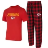 Concepts Sport Men's Red/black Kansas City Chiefs Avondale T-shirt Flannel Pants Set In Multi