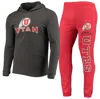 CONCEPTS SPORT CONCEPTS SPORT RED/HEATHER CHARCOAL UTAH UTES METER LONG SLEEVE HOODIE T-SHIRT & JOGGER PAJAMA SET