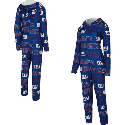 Concepts Sport Royal New York Giants Roadway Allover Print Microfleece Full-zip Union Suit In Blue