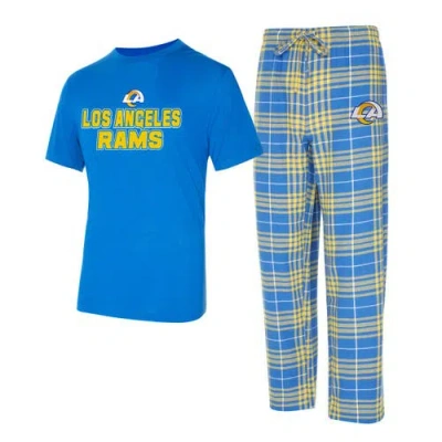 Concepts Sport Men's Royal/gold Los Angeles Rams Vector T-shirt Flannel Pants Sleep Set In Royal,gold