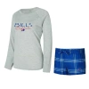 Shop Concepts Sport Royal/gray Buffalo Bills Petition Raglan Long Sleeve T-shirt And Shorts Set
