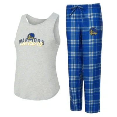 Concepts Sport Royal/heather Gray Golden State Warriors Regulate Tank & Pant Set In Blue