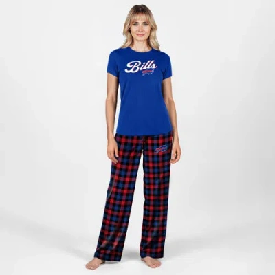Concepts Sport Royal/red Buffalo Bills Highland Sleep Set In Brown