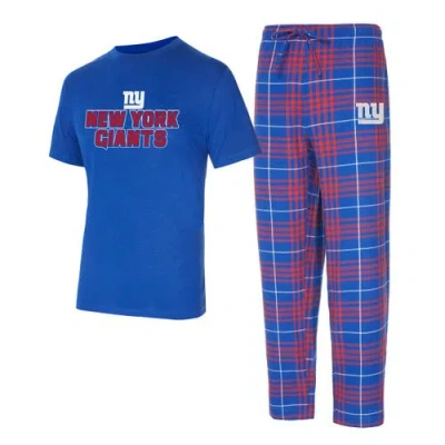 Concepts Sport Men's Royal/red New York Giants Vector T-shirt Flannel Pants Sleep Set In Royal,red