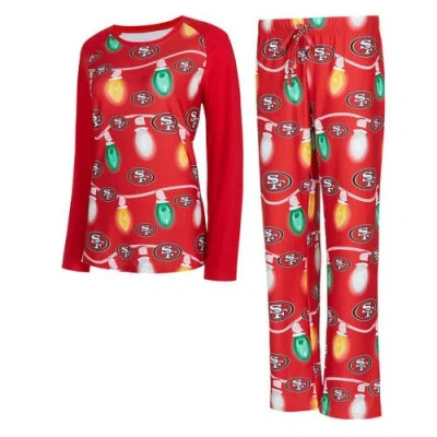Concepts Sport Women's San Francisco 49ers Garland Knit Pajama Set In Scarlet