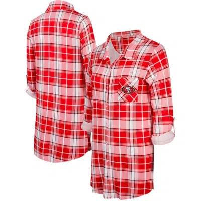 Concepts Sport Scarlet San Francisco 49ers Ashford Plaid Knit Nightshirt In Red