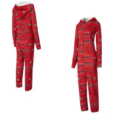 Concepts Sport Scarlet San Francisco 49ers Roadway Allover Print Microfleece Full-zip Union Suit In Red