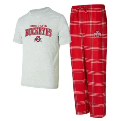 Concepts Sport Scarlet/gray Ohio State Buckeyes T-shirt & Trousers Sleep Set In White