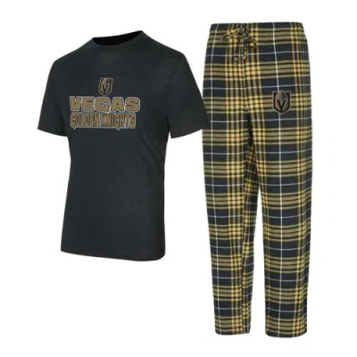 Concepts Sport Men's Vegas Golden Knights Vector T-shirt Pants Sleep Set In Black,gold