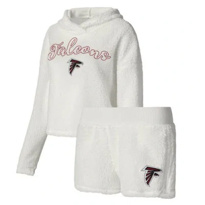 Concepts Sport White Atlanta Falcons Fluffy Pullover Sweatshirt & Shorts Sleep Set