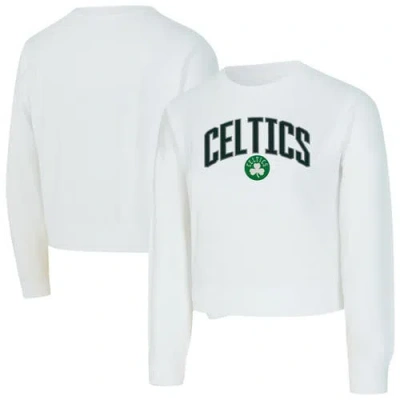 Concepts Sport White Boston Celtics Laney Chenille Cropped Long Sleeve T-shirt