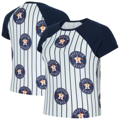 Concepts Sport White Houston Astros Outbound Pinstripe Raglan T-shirt