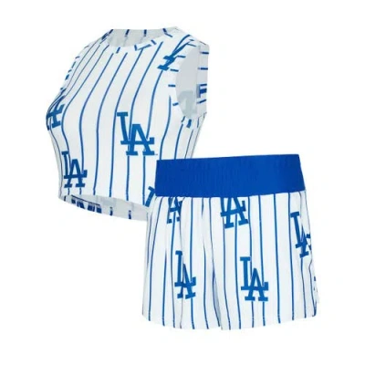 Concepts Sport Women's 2-piece White Los Angeles Dodgers Pinstripe Record Tank Top And Short Set