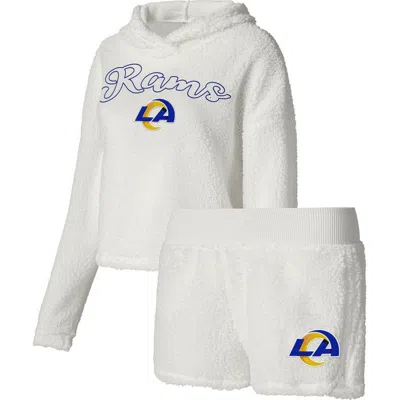 Concepts Sport White Los Angeles Rams Fluffy Pullover Sweatshirt & Shorts Sleep Set