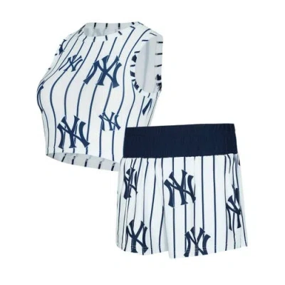 Concepts Sport White New York Yankees Pinstripe Record Tank & Short Set