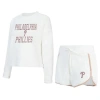 Concepts Sport Women's White Philadelphia Phillies Painter Sherpa Long Sleeve T-shirt Short Set In White