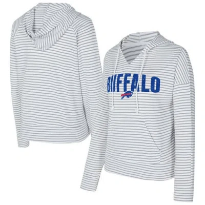 Concepts Sport White/gray Buffalo Bills Liftoff Striped V-neck Hoodie In Multi