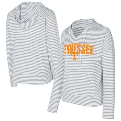 Concepts Sport White/gray Tennessee Volunteers French Terry Striped V-neck Pullover Hoodie