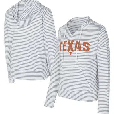 Concepts Sport White/gray Texas Longhorns French Terry Striped V-neck Pullover Hoodie
