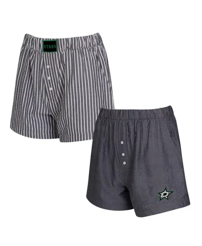 Concepts Sport Women's 2-pack Charcoal Dallas Stars Boxer Shorts Set In Gray