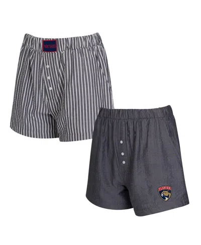 Concepts Sport Women's 2-pack Charcoal Florida Panthers Boxer Shorts Set In Gray
