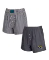 Concepts Sport Women's 2-pack Charcoal Jacksonville Jaguars Stripes And Solids Boxer Shorts Set In Multi