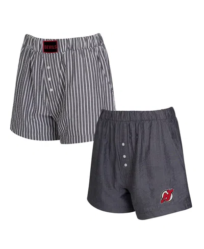 Concepts Sport Women's 2-pack Charcoal New Jersey Devils Boxer Shorts Set In Multi